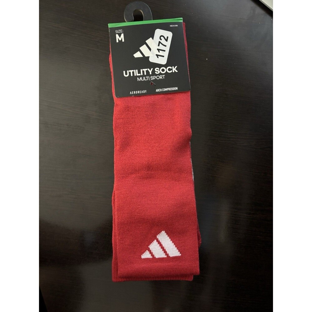 New Adidas Utility Sock Multi sport Red Ankle & Arch compression sz Medium